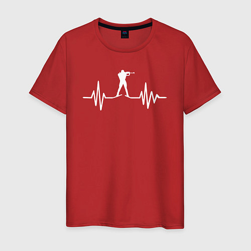 Мужская футболка Биатлон в биении моего сердца / Красный – фото 1