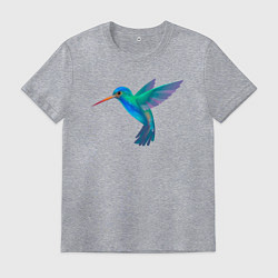 Футболка хлопковая мужская Колибри синяя, цвет: меланж