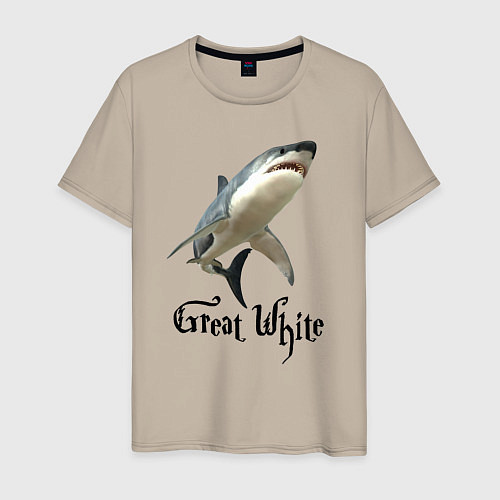 Мужская футболка Большая белая акула / Миндальный – фото 1