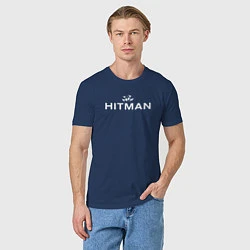 Футболка хлопковая мужская Hitman - лого, цвет: тёмно-синий — фото 2