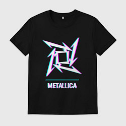 Футболка хлопковая мужская Metallica glitch rock, цвет: черный