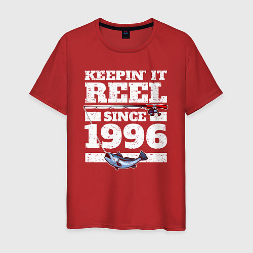 Мужская футболка Держу катушку с 1996 года / Красный – фото 1