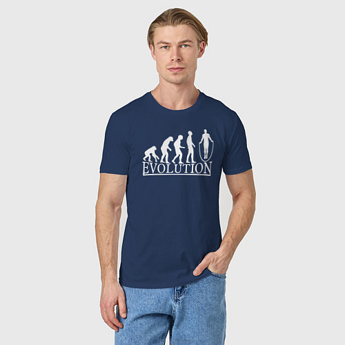 Мужская футболка Эволюция - прыжки со скакалкой / Тёмно-синий – фото 3