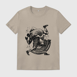 Футболка хлопковая мужская Борьба, цвет: миндальный