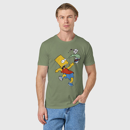 Мужская футболка Барт Симпсон выронил стаканчик с лимонадом / Авокадо – фото 3