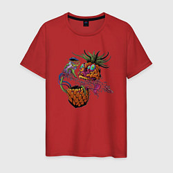 Футболка хлопковая мужская Бешенный ананас, цвет: красный
