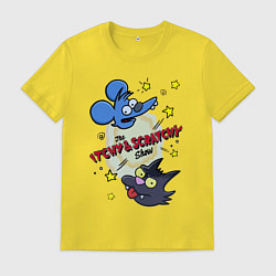 Футболка хлопковая мужская Симпсоны - шоу Щекотки и Царапки, цвет: желтый