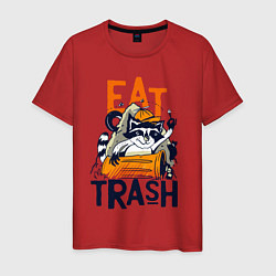 Футболка хлопковая мужская Ешь мусор - мусорная панда, цвет: красный