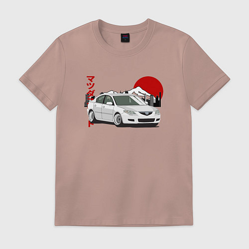 Мужская футболка Mazda 3 bk JDM Retro / Пыльно-розовый – фото 1