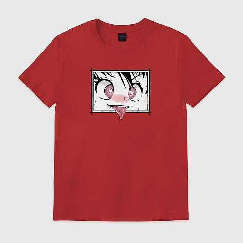 Мужская футболка Ахегао и милый язычёк / Красный – фото 1