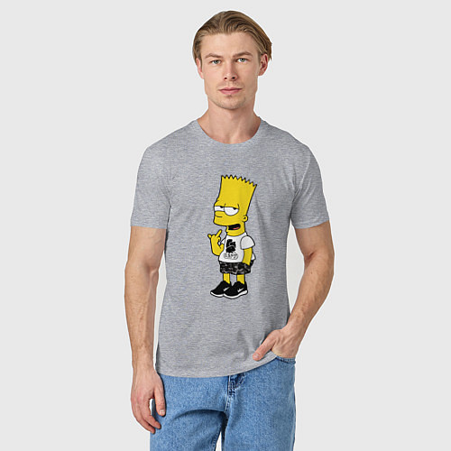 Мужская футболка Борзый Барт Симпсон - жест / Меланж – фото 3