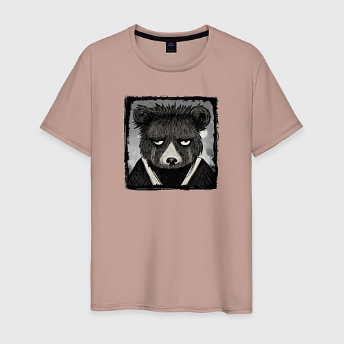 Мужская футболка Уставший медведь / Пыльно-розовый – фото 1