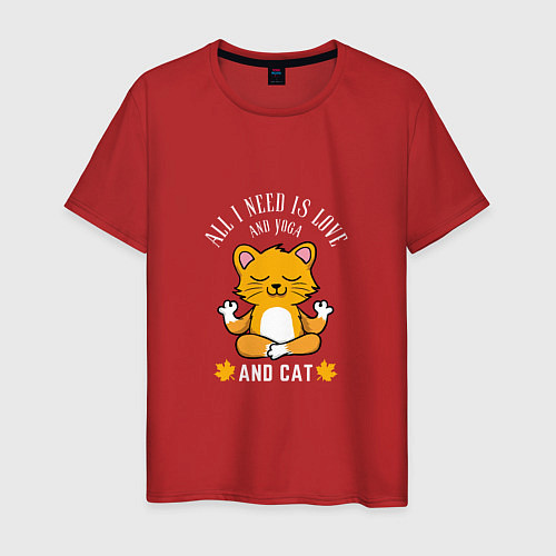 Мужская футболка Yoga - Cat / Красный – фото 1