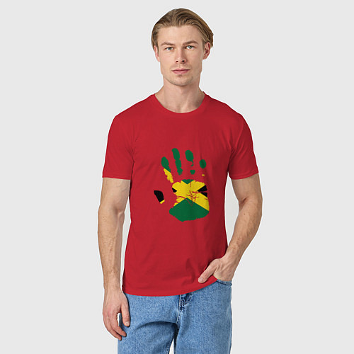 Мужская футболка Hand Jamaica / Красный – фото 3