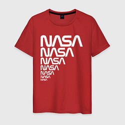 Футболка хлопковая мужская Nasa надписи, цвет: красный