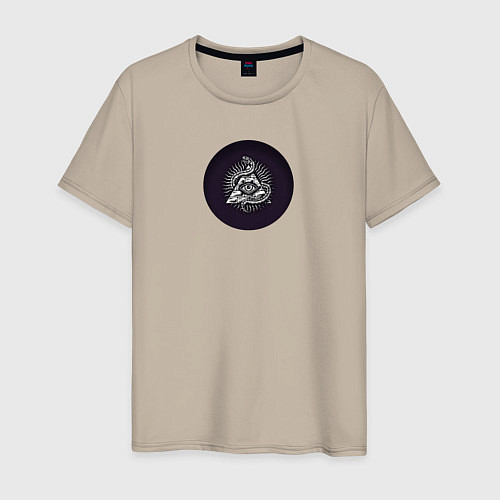 Мужская футболка Иллюминаты - пирамида, глаз, змея / Миндальный – фото 1