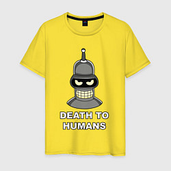 Футболка хлопковая мужская Bender - death to humans, цвет: желтый