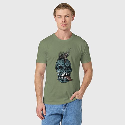 Мужская футболка Череп панк с языком / Авокадо – фото 3