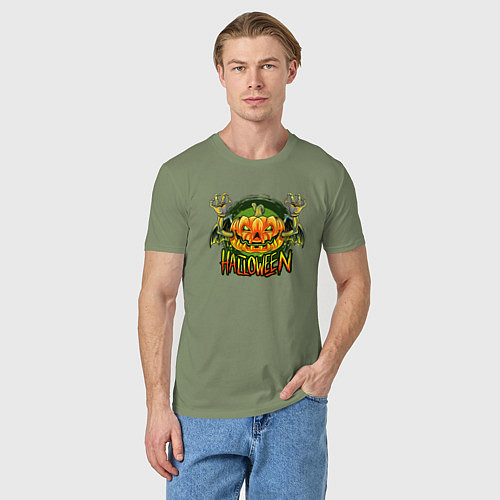 Мужская футболка Кислотная тыква Halloween / Авокадо – фото 3