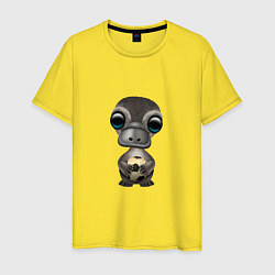 Футболка хлопковая мужская Футбол - Утконос, цвет: желтый