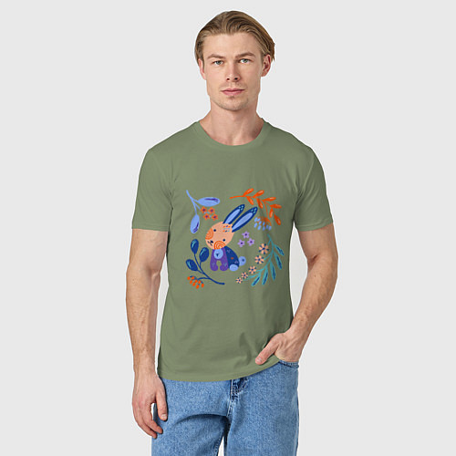 Мужская футболка Зайчик в скандинавском стиле / Авокадо – фото 3