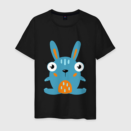 Мужская футболка Смешной круглый заяц, глазастый кролик / Черный – фото 1