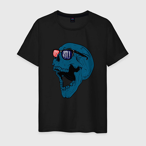 Мужская футболка Rock and roll blue skull / Черный – фото 1