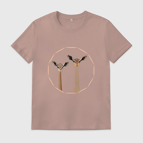 Мужская футболка Пара газелей геренук в рамочке / Пыльно-розовый – фото 1