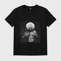 Футболка хлопковая мужская Хабиб Нурмагомедов чемпион, цвет: черный