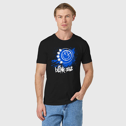 Мужская футболка Blink 182 - клякса краски / Черный – фото 3