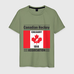 Футболка хлопковая мужская Федерация хоккея Канады, цвет: авокадо