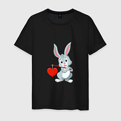 Футболка хлопковая мужская Влюблённый кролик, цвет: черный