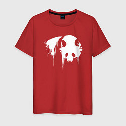 Футболка хлопковая мужская Панда брызги белой краски, цвет: красный