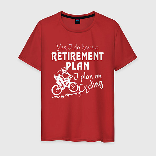 Мужская футболка Мой план на пенсию - ездить на велосипеде / Красный – фото 1