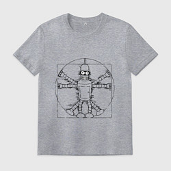 Футболка хлопковая мужская Vitruvian Bender, цвет: меланж