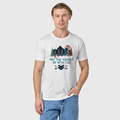 Мужская футболка Горы, лес и лиса / Белый – фото 3