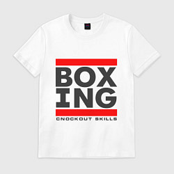 Футболка хлопковая мужская Boxing knockout skills, цвет: белый