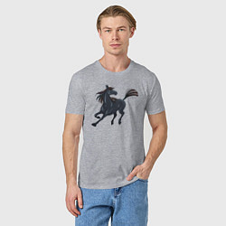 Футболка хлопковая мужская Лошадь мустанг, цвет: меланж — фото 2