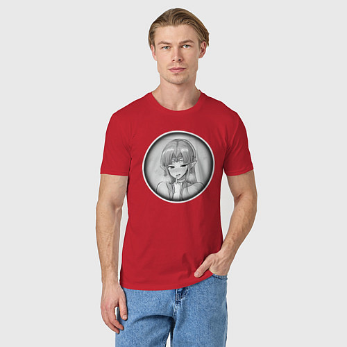 Мужская футболка Ахегао милая эльфийка / Красный – фото 3