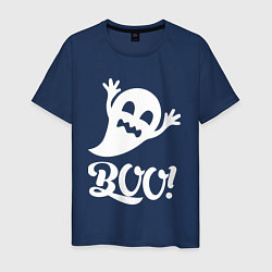 Футболка хлопковая мужская Забавный призрак - BOO! Halloween, цвет: тёмно-синий