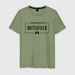 Футболка хлопковая мужская Battlefield gaming champion: рамка с лого и джойст, цвет: авокадо