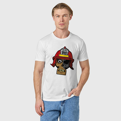 Мужская футболка Череп пожарного / Белый – фото 3