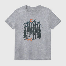 Футболка хлопковая мужская Лисичка в Лесу, цвет: меланж