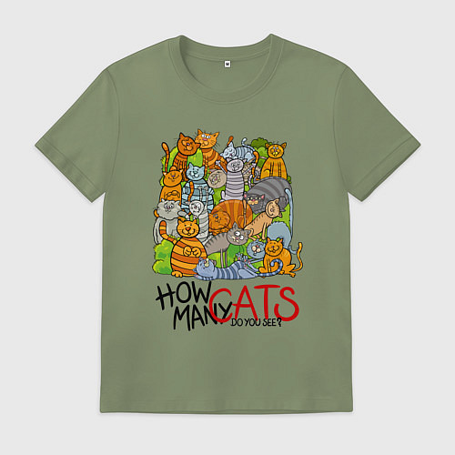 Мужская футболка Сколько котов вы видите? / Авокадо – фото 1