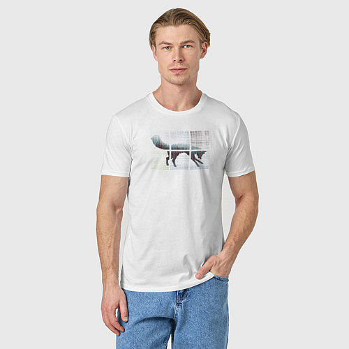 Мужская футболка Лисичка в Квадратиках / Белый – фото 3