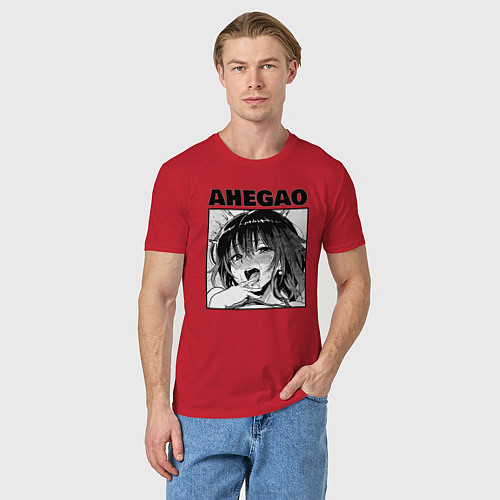 Мужская футболка Ахегао: девушка / Красный – фото 3