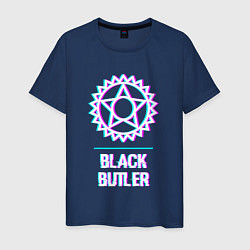 Футболка хлопковая мужская Символ Black Butler в стиле glitch, цвет: тёмно-синий
