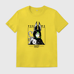 Футболка хлопковая мужская Тигнари в квадрате, цвет: желтый