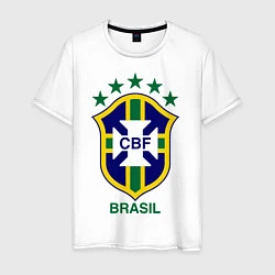 Футболка хлопковая мужская Brasil CBF, цвет: белый