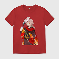 Футболка хлопковая мужская Каэдэхара Кадзуха с мечом, цвет: красный